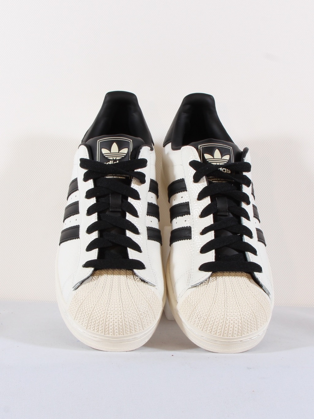 adidas White Leather Sneakers with Black Stripes